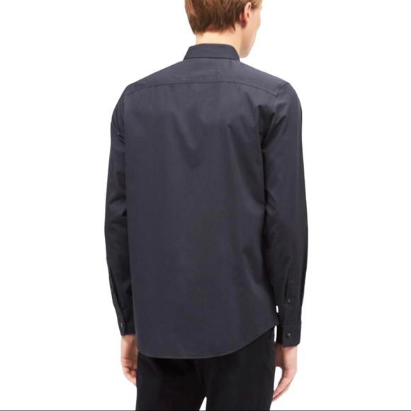 CK Men Classic Fit Non-Iron Ministripe Black Shirt - Picture 2 of 7